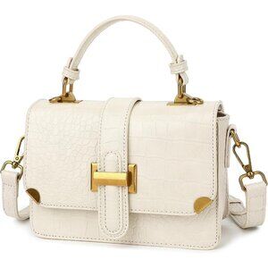 Women's A-beige Leather Satchel Small Classy Crossbody Bag Purse Fashion Handbag